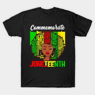 Womens Juneteenth Afro Woman Black Queen African American Melanin T-Shirt